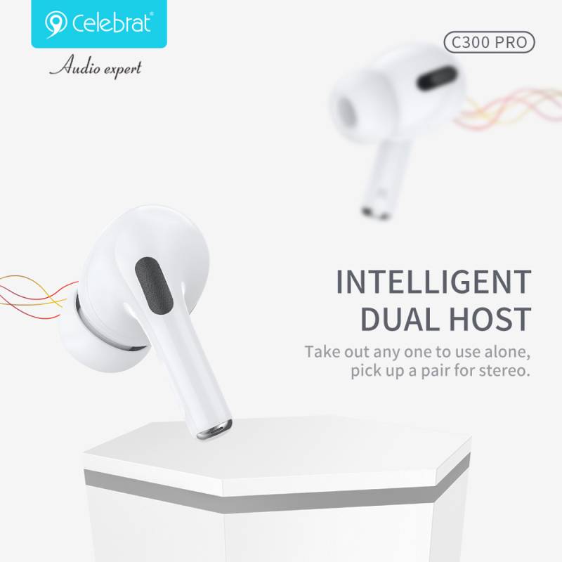 Celebrat earphones με θήκη φόρτισης C300 Pro, True Wireless, 13mm, 30/300mAh, λευκά – φωτογραφία 6