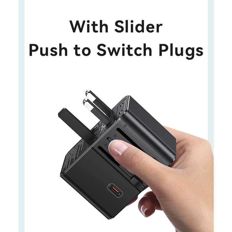 USAMS φορτιστής/αντάπτορας πρίζας CC309, USB & 2x USB-C, universal, 25W, μαύρος – φωτογραφία 5