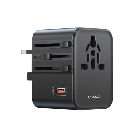 USAMS φορτιστής/αντάπτορας πρίζας CC309, USB & 2x USB-C, universal, 25W, μαύρος