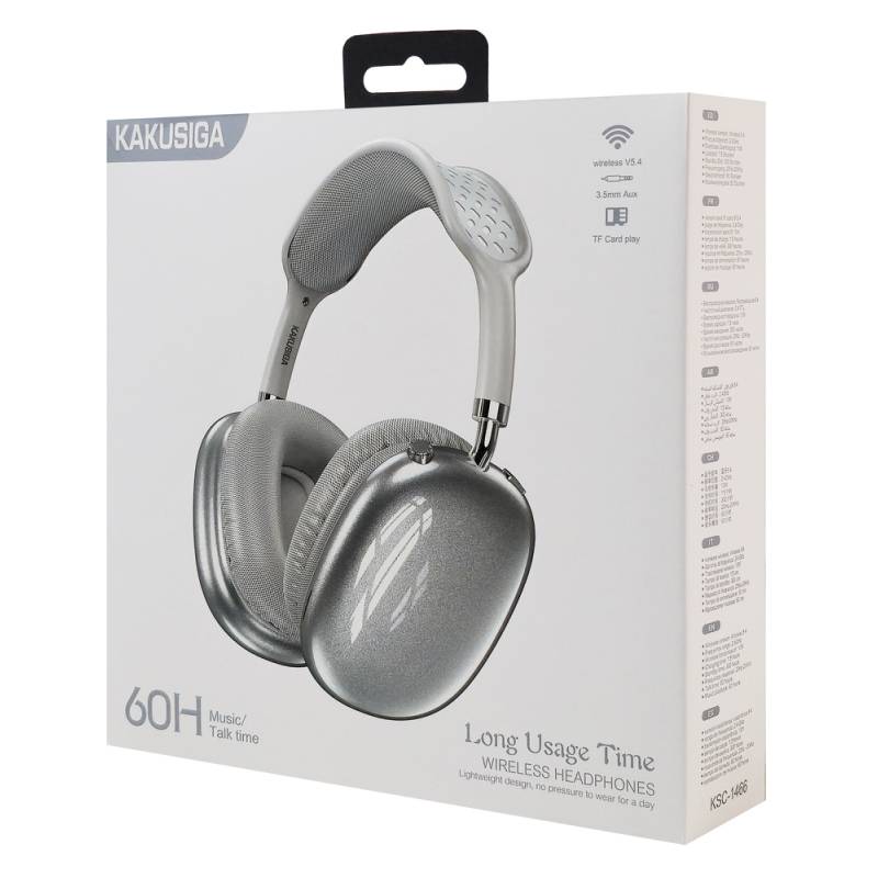 Kakusiga headphones KSC-1466, ασύρματα & ενσύρματα, micro SD, 40mm, 400mAh, ασημί – φωτογραφία 4