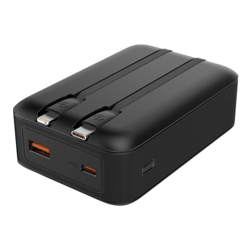 Powertech power bank PT-1504 με καλώδια & οθόνη, 20000mah, 22.5W, μαύρο – φωτογραφία 2