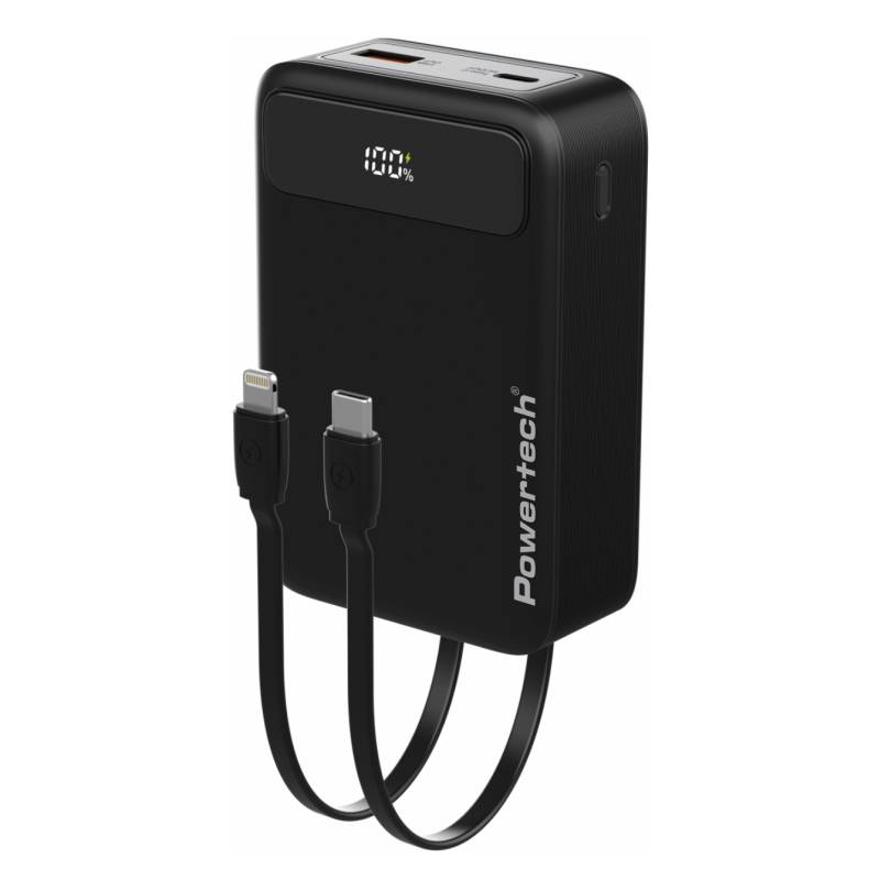 Powertech power bank PT-1504 με καλώδια & οθόνη, 20000mah, 22.5W, μαύρο Powertech power bank PT-1504 με καλώδια & οθόνη, 20000mah, 22.5W, μαύρο