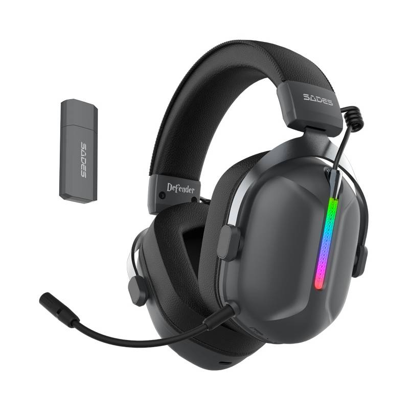 Sades gaming headset Defender, ασύρματα & ενσύρματα, 50mm, 1050mAh, RGB, multi-platform, μαύρο