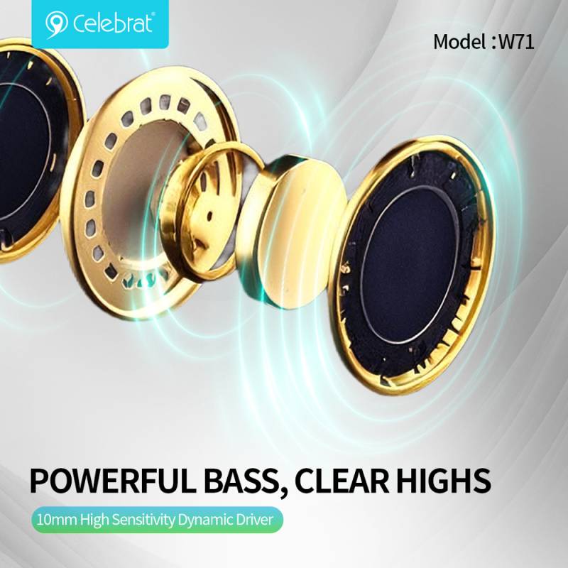 Celebrat earphones με θήκη φόρτισης W71, True Wireless, 10mm, 30/200mAh, μαύρα – φωτογραφία 2