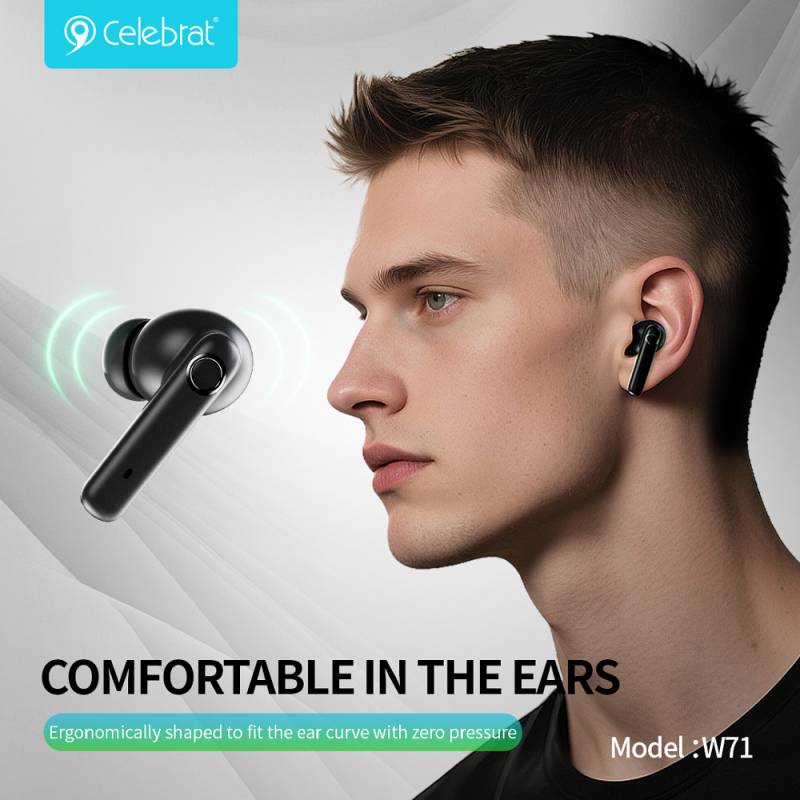 Celebrat earphones με θήκη φόρτισης W71, True Wireless, 10mm, 30/200mAh, λευκά – φωτογραφία 3