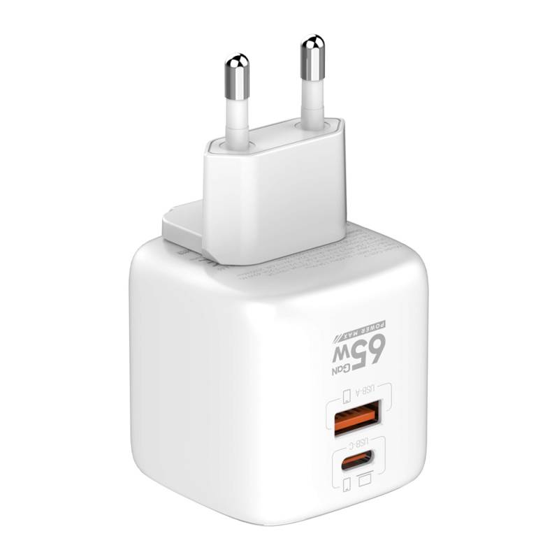 Ldnio φορτιστής τοίχου Q2617 με καλώδιο USB-C, EU/UK/US βύσμα, USB/USB-C, 65W, GaN, λευκός – φωτογραφία 6