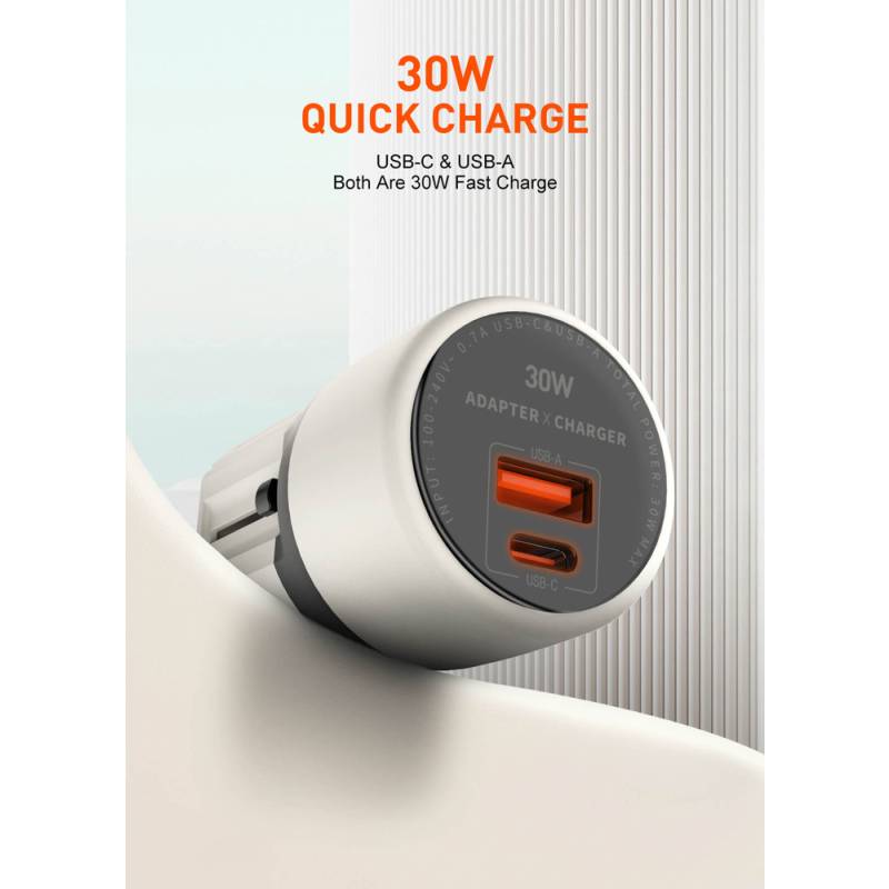 Ldnio φορτιστής τοίχου Q2319 με καλώδιο USB-C, EU/UK/US/AU βύσμα, USB/USB-C, 30W, γκρι – φωτογραφία 3