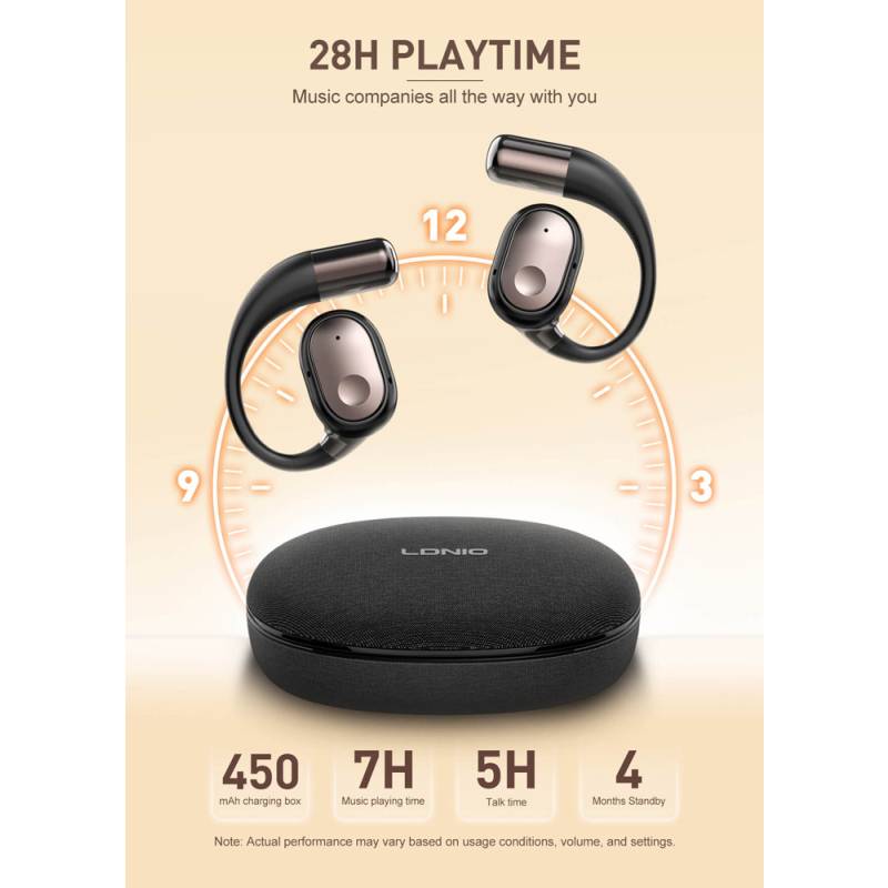 Ldnio earphones με θήκη φόρτισης T11, OWS, Φ15mm, 50/450mAh, μαύρα – φωτογραφία 3