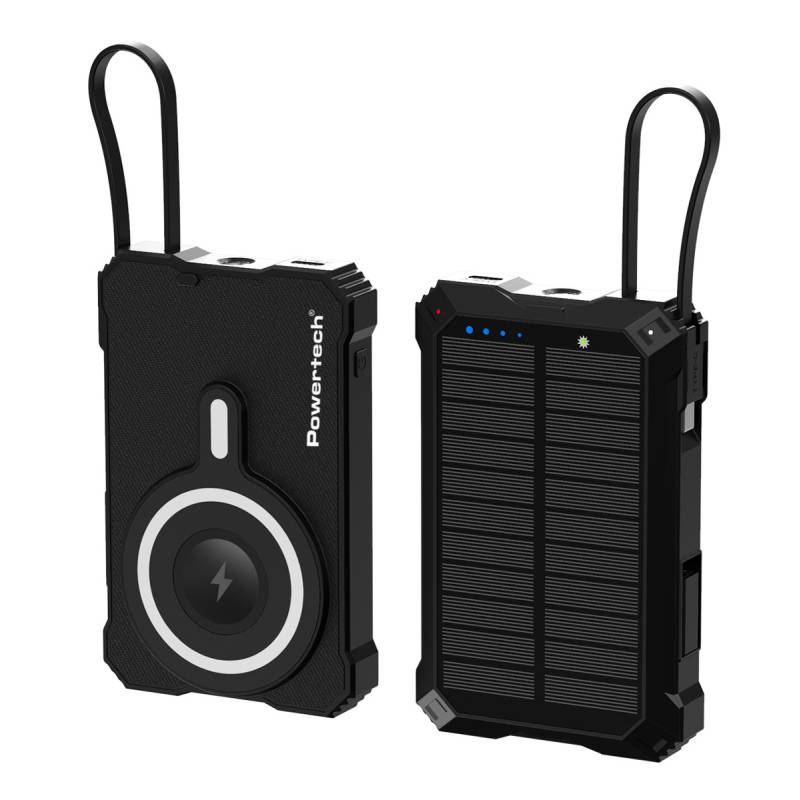 Powertech ηλιακό power bank PT-1505 με καλώδιο & φακό, 10000mah, magnetic wireless, 35W, μαύρο Powertech ηλιακό power bank PT-1505 με καλώδιο & φακό, 10000mah, magnetic wireless, 35W, μαύρο