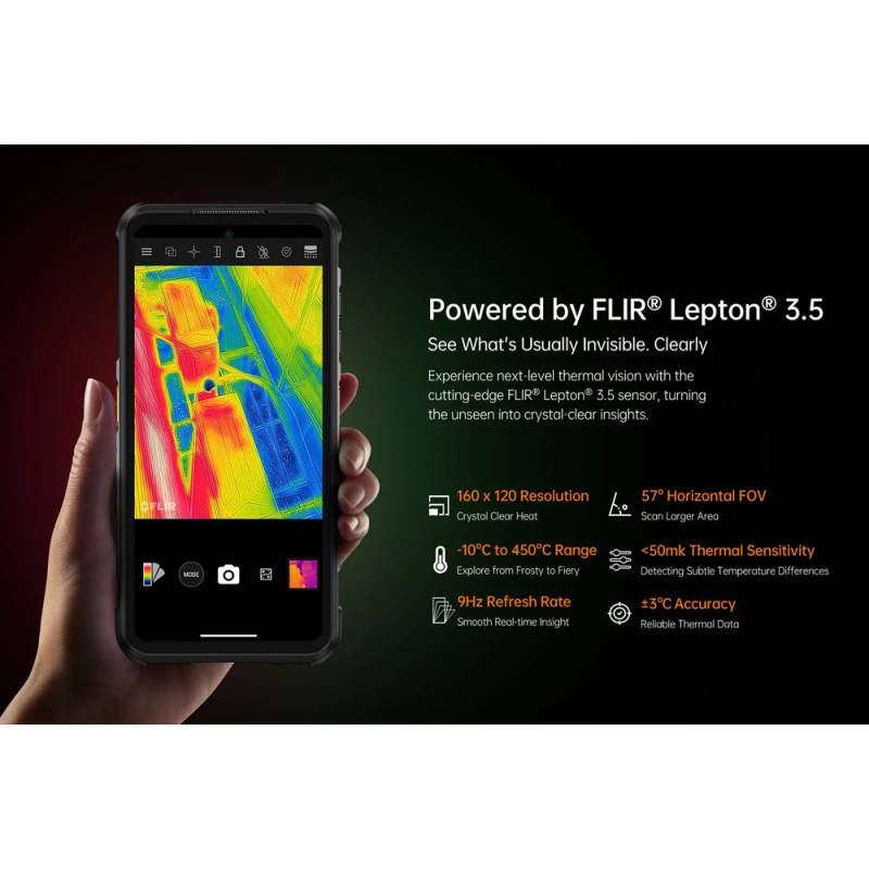 Rugone smartphone Xever 7 Pro με θερμική εικόνα, 6.67", 12/512GB, 5G, 5550mAh, IP68/IP69K/MIL-STD-810H, μαύρο – φωτογραφία 4