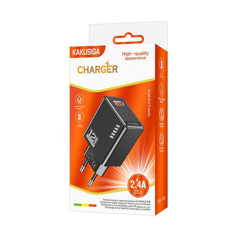 Kakusiga φορτιστής τοίχου KSC-1235, USB, 12W, μαύρος – φωτογραφία 3