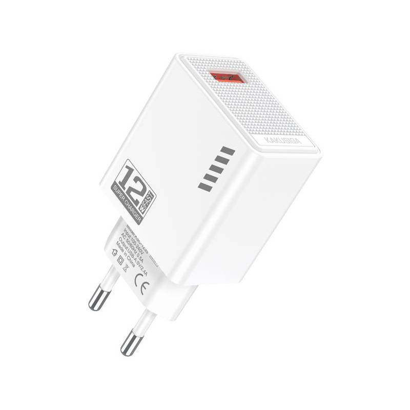 Kakusiga φορτιστής τοίχου KSC-1235, USB, 12W, λευκός