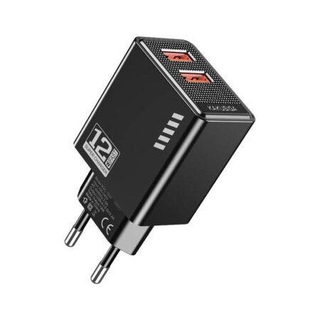 KAKUSIGA φορτιστής τοίχου KSC-1237, 2x USB, 12W, μαύρος