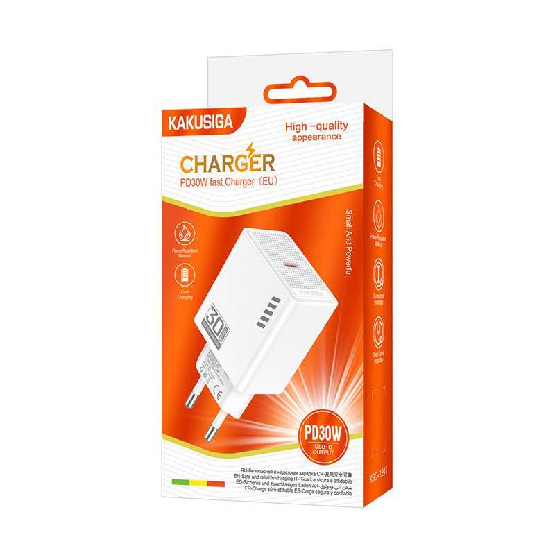 Kakusiga φορτιστής τοίχου KSC-1241, USB-C, 30W, λευκός – φωτογραφία 3