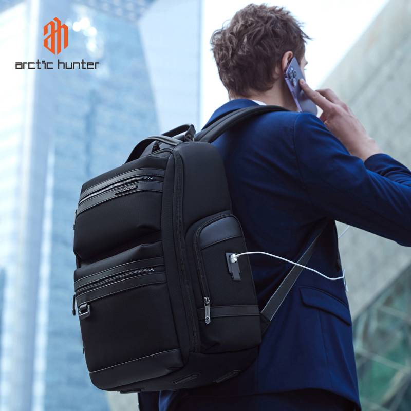Arctic Hunter τσάντα πλάτης B00682 με θήκη laptop 15.6", USB, λουκέτο TSA, 23.5L, μαύρη – φωτογραφία 3