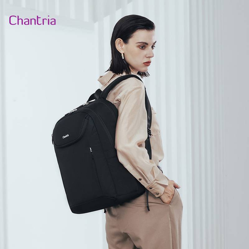 Chantria γυναικεία τσάντα πλάτης CB00638 με θήκη laptop 15.6", 20.2L, μαύρη – φωτογραφία 2