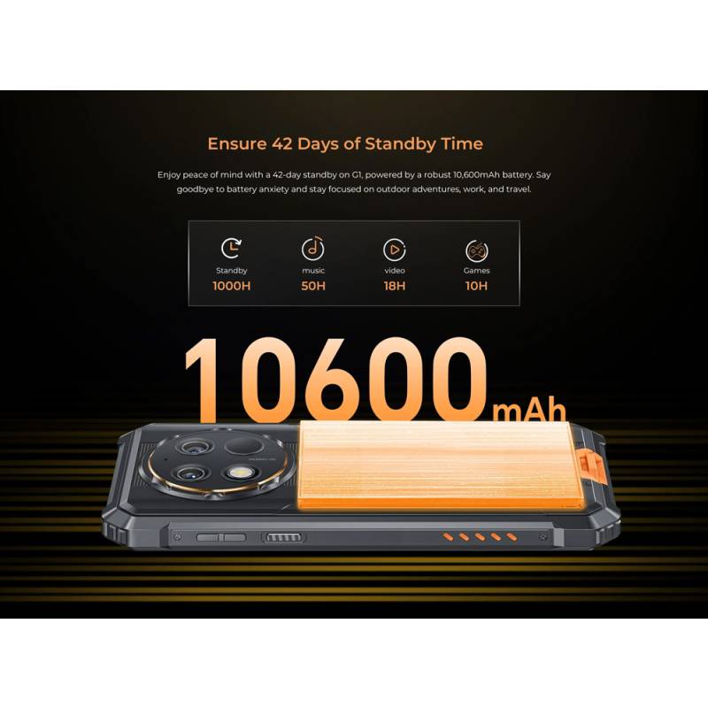 Oukitel smartphone G1, 6.52", 6/256GB, 10600mAh, IP68/IP69K/MIL-STD-810H, μαύρο – φωτογραφία 5