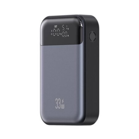 USAMS power bank CD221 με οθόνη, 2x θύρες εξόδου, 10000mAh, PPS 33W, γκρι