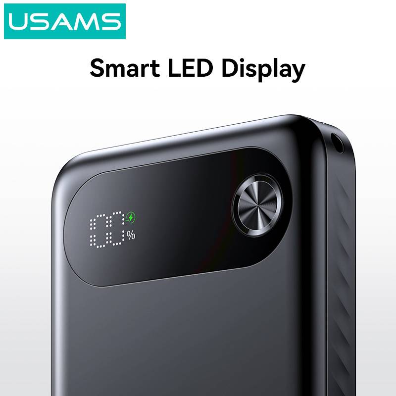 USAMS power bank CD249 με οθόνη, 3x θύρες εξόδου, 10000mAh, PD20W, λευκό – φωτογραφία 5