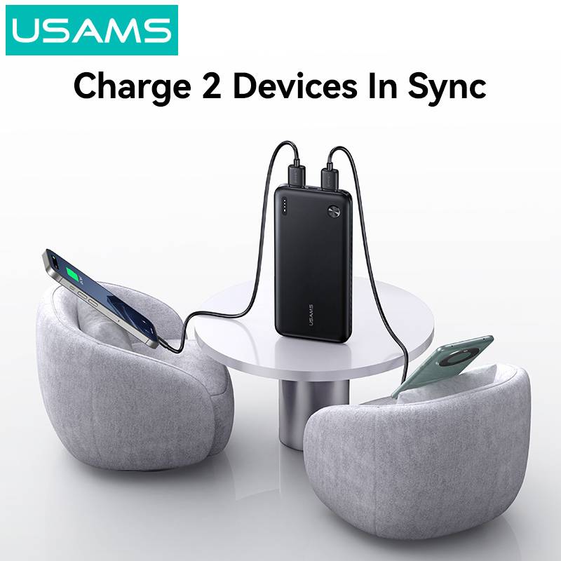 USAMS power bank CD253, 2x θύρες εξόδου, 10000mAh, 10W, λευκό – φωτογραφία 3