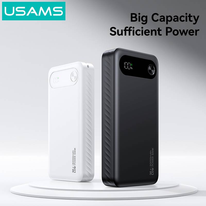 USAMS power bank CD251 με οθόνη, 3x θύρες εξόδου, 20000mAh, PD20W, μαύρο – φωτογραφία 2