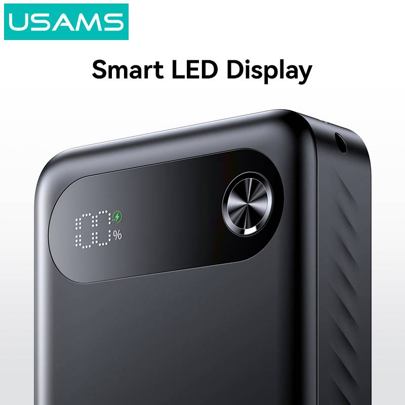 USAMS power bank CD251 με οθόνη, 3x θύρες εξόδου, 20000mAh, PD20W, μαύρο – φωτογραφία 5
