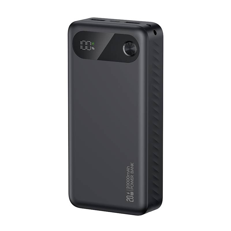 USAMS power bank CD251 με οθόνη, 3x θύρες εξόδου, 20000mAh, PD20W, μαύρο