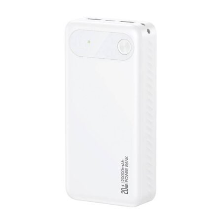 USAMS power bank CD251 με οθόνη, 3x θύρες εξόδου, 20000mAh, PD20W, λευκό