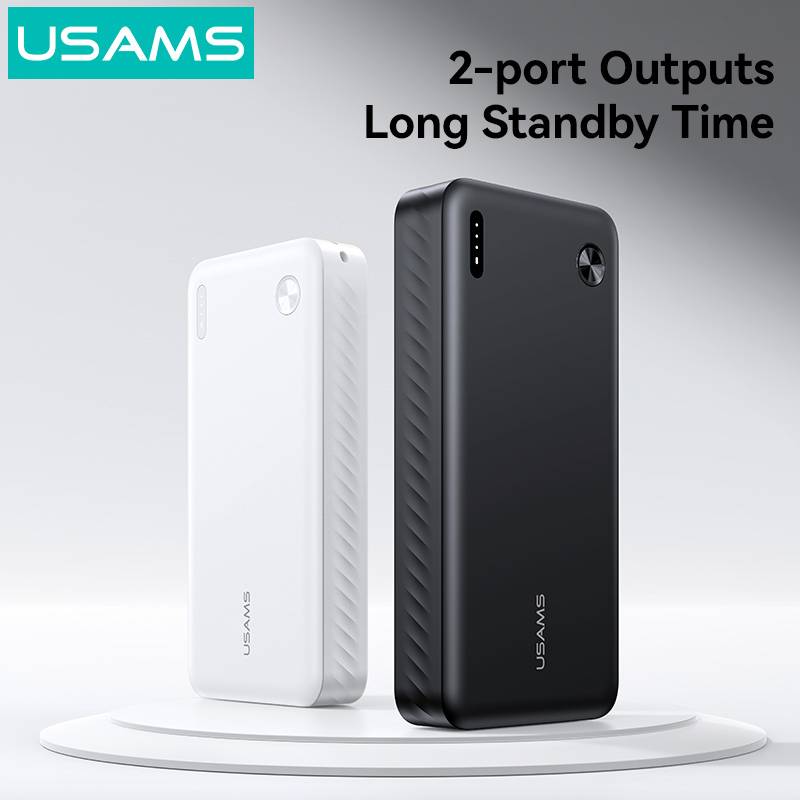 USAMS power bank CD254, 2x θύρες εξόδου, 20000mAh, 10W, λευκό – φωτογραφία 2