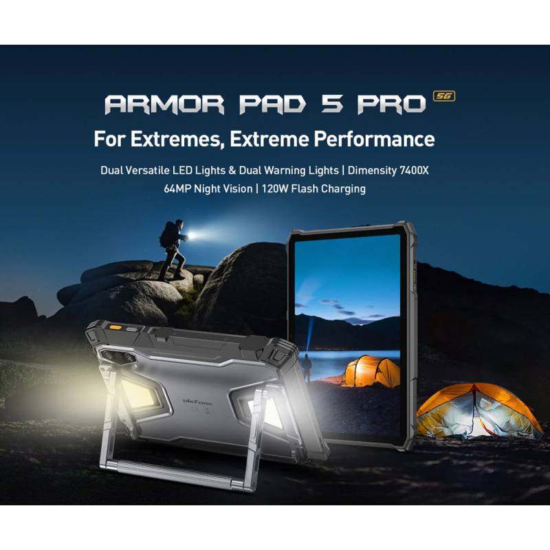 Ulefone tablet Armor Pad 5 Pro, 11", 12GB/512GB, 24200mAh, IP68/IP69K/MIL-STD-810H, 5G, μαύρο – φωτογραφία 2
