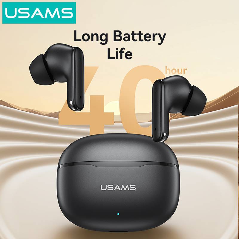 USAMS earphones με θήκη φόρτισης E05, True Wireless, BT 6.0, λευκό – φωτογραφία 5