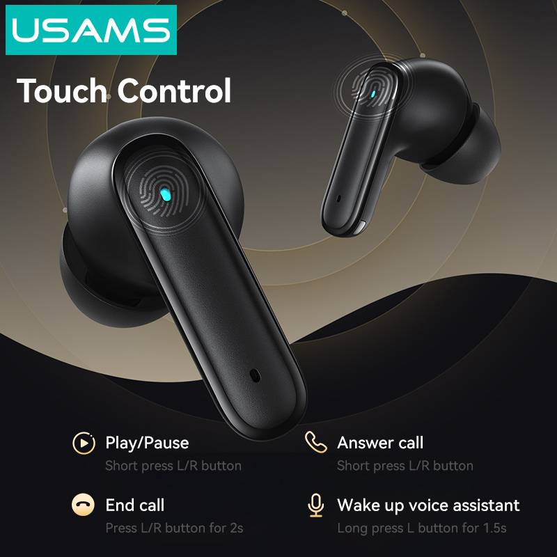USAMS earphones με θήκη φόρτισης E05, True Wireless, BT 6.0, λευκό – φωτογραφία 6