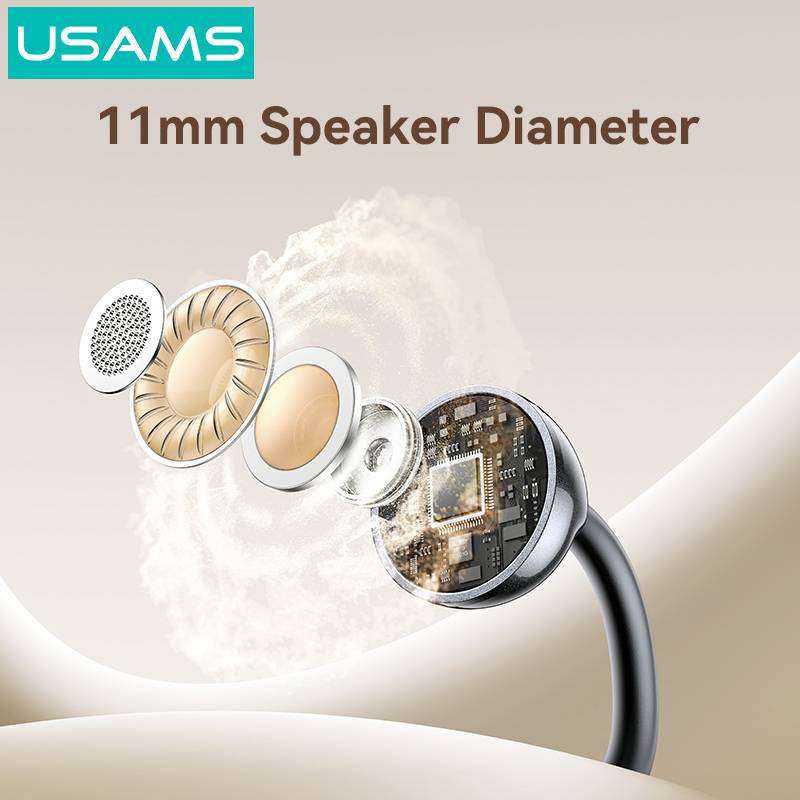 USAMS earphones με θήκη φόρτισης Echo R02, OWS, Φ11mm, 50/300mAh, μαύρα – φωτογραφία 2