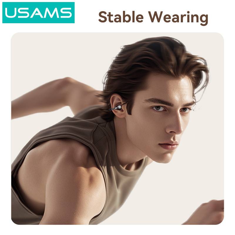 USAMS earphones με θήκη φόρτισης Echo R02, OWS, Φ11mm, 50/300mAh, μαύρα – φωτογραφία 3