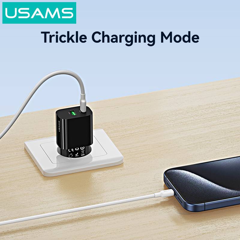 USAMS φορτιστής τοίχου CC317, USB & USB-C, 33W, GaN, μαύρος – φωτογραφία 3