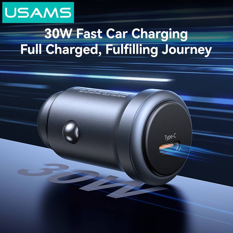 USAMS φορτιστής αυτοκινήτου CC321, USB-C, 30W, γκρι – φωτογραφία 3