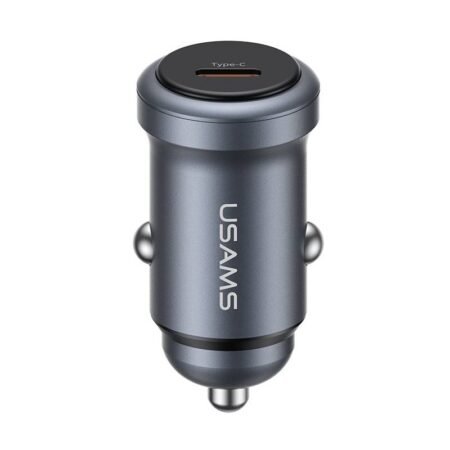 USAMS φορτιστής αυτοκινήτου CC321, USB-C, 30W, γκρι