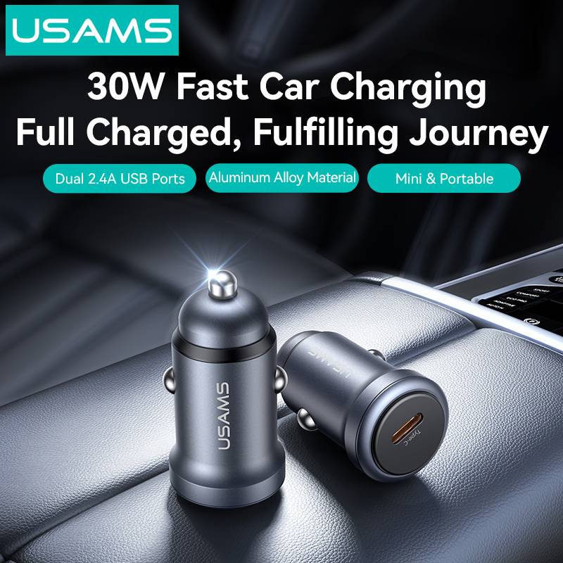USAMS φορτιστής αυτοκινήτου CC321, USB-C, 30W, γκρι – φωτογραφία 6