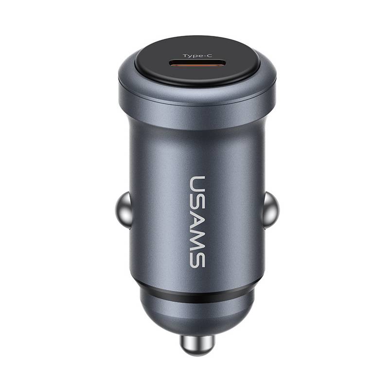 USAMS φορτιστής αυτοκινήτου CC321, USB-C, 30W, γκρι