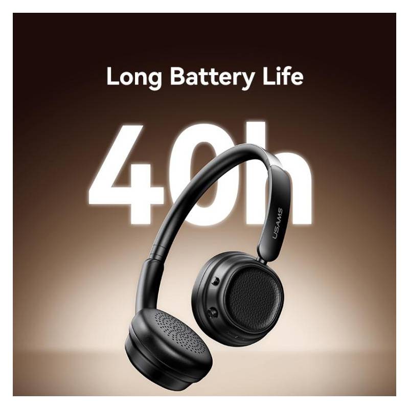USAMS headphones SR01, ασύρματα, ANC, Φ40mm, 350mAh, μαύρα – φωτογραφία 5