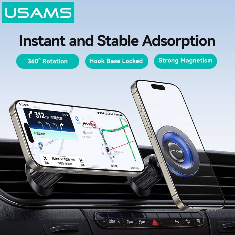 USAMS βάση smartphone αυτοκινήτου US-ZJ081, αεραγωγών, μαγνητική, μαύρη – φωτογραφία 2