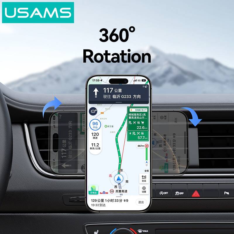 USAMS βάση smartphone αυτοκινήτου US-ZJ081, αεραγωγών, μαγνητική, μαύρη – φωτογραφία 5