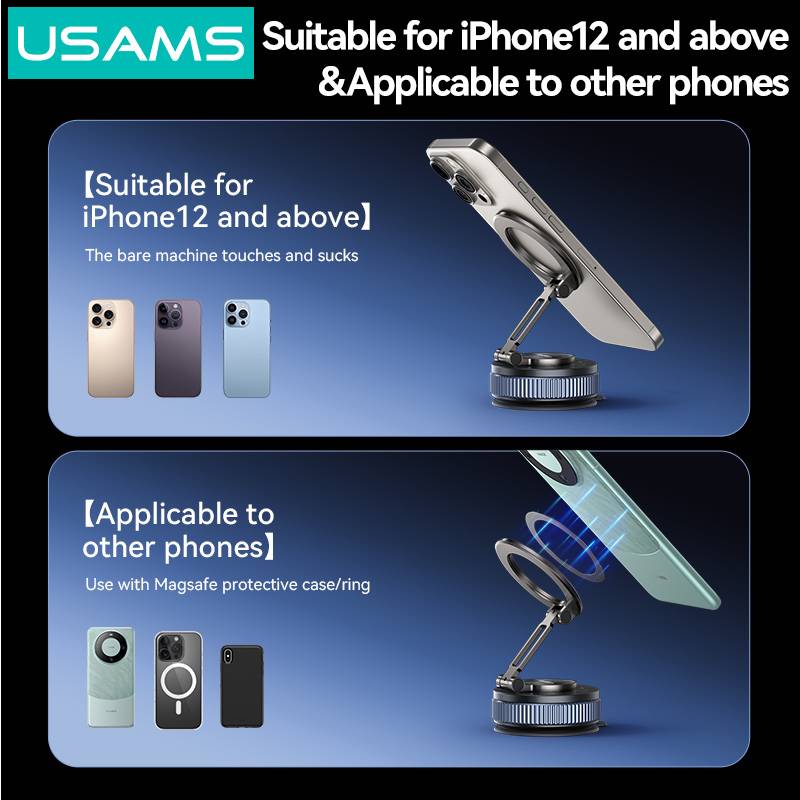 USAMS βάση smartphone αυτοκινήτου ZJ084 για ταμπλό, μαγνητική, μαύρη – φωτογραφία 5