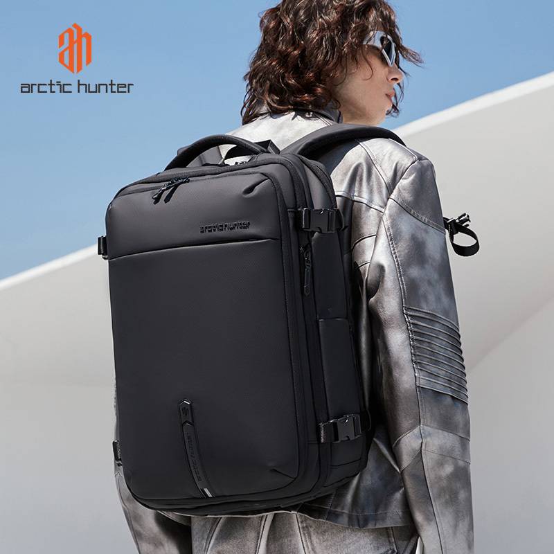 Arctic Hunter τσάντα πλάτης B00866 με θήκη laptop 15.6", αεροστεγής θήκη, 35.5L/49.5L, μαύρη – φωτογραφία 2