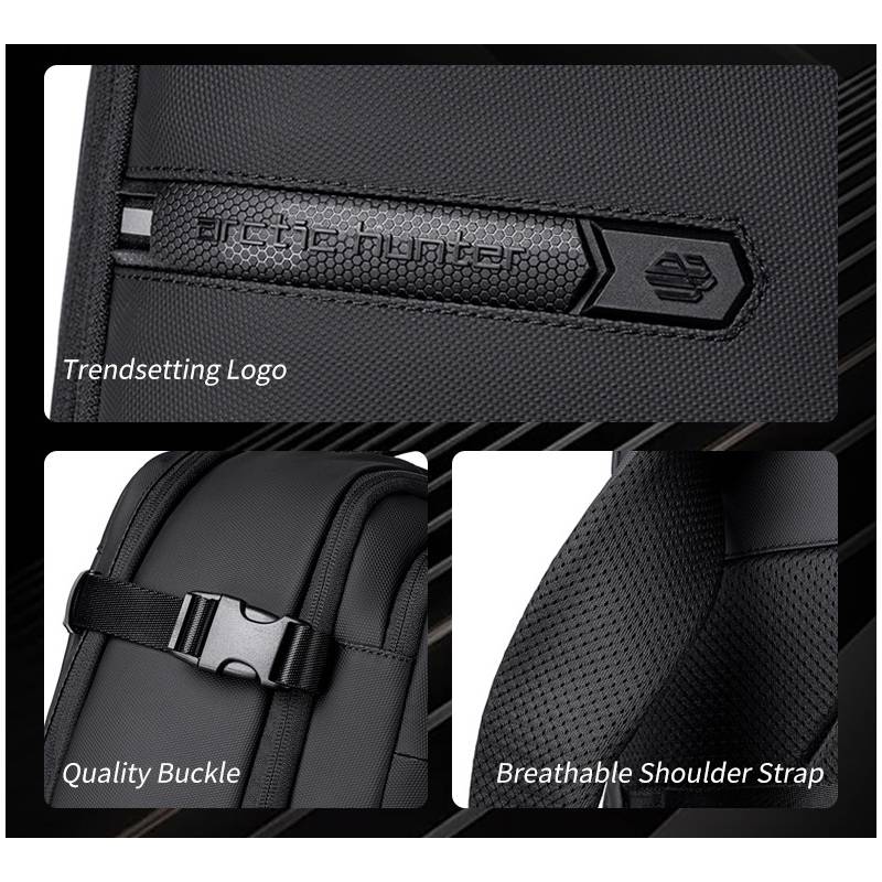 Arctic Hunter τσάντα πλάτης B00866 με θήκη laptop 15.6", αεροστεγής θήκη, 35.5L/49.5L, μαύρη – φωτογραφία 3