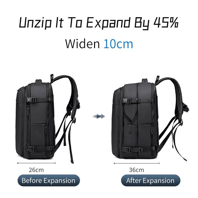 Arctic Hunter τσάντα πλάτης B00866 με θήκη laptop 15.6", αεροστεγής θήκη, 35.5L/49.5L, μαύρη – φωτογραφία 5