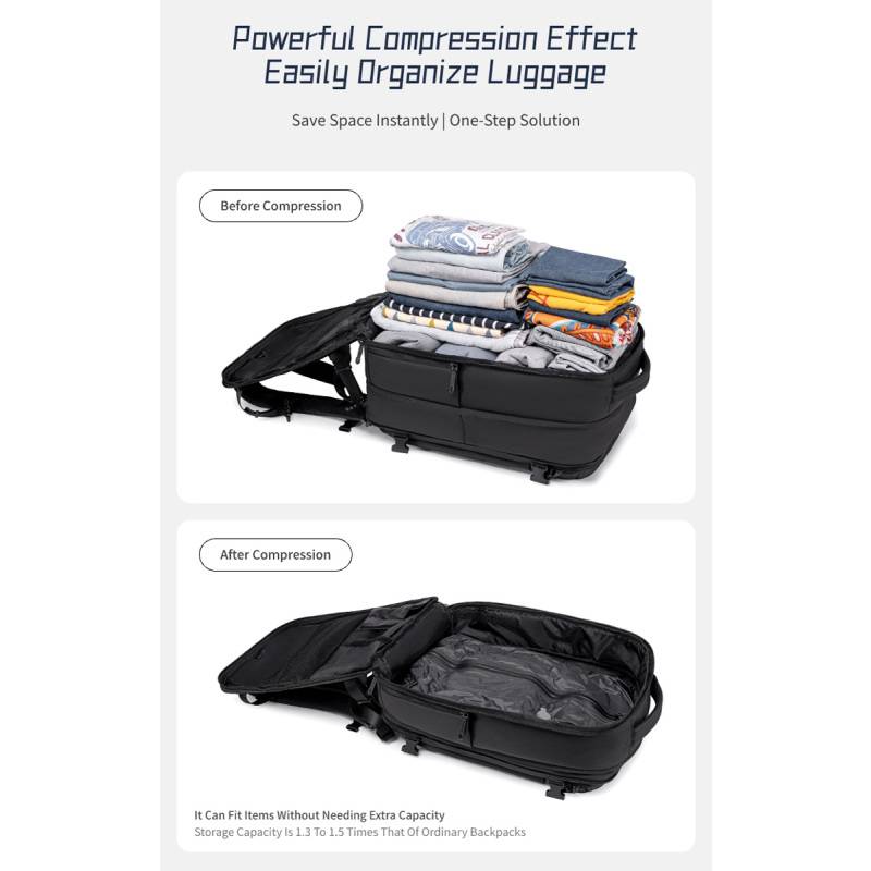 Arctic Hunter τσάντα πλάτης B00866 με θήκη laptop 15.6", αεροστεγής θήκη, 35.5L/49.5L, μαύρη – φωτογραφία 6