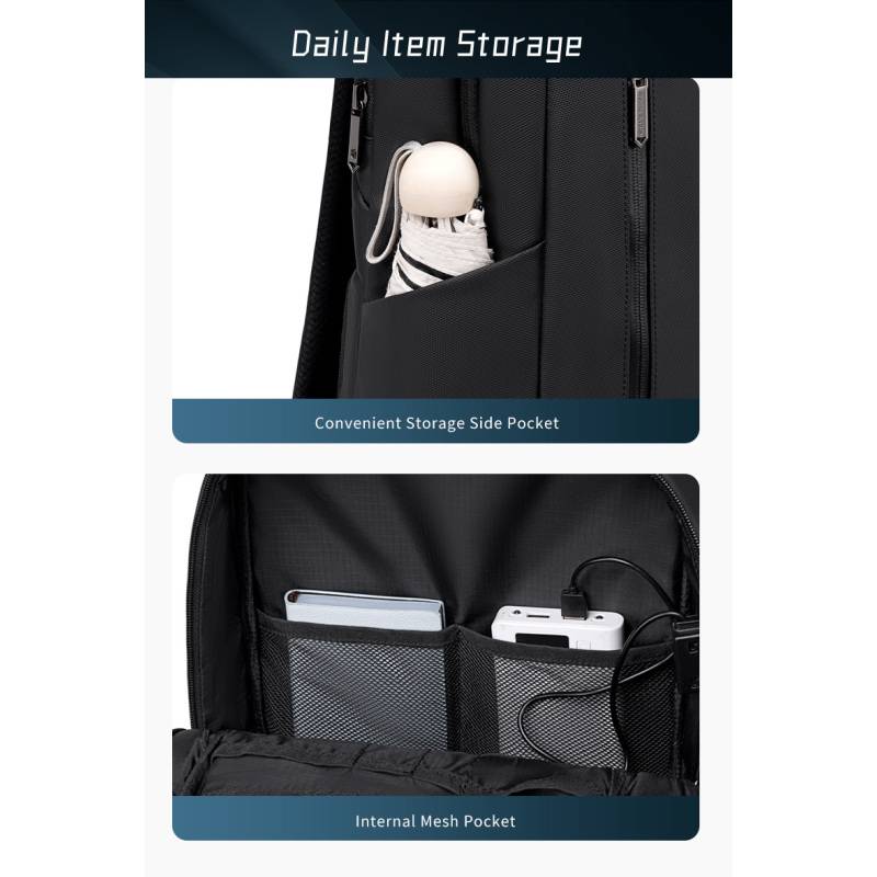 Arctic Hunter τσάντα πλάτης B00915 με θήκη laptop 15.6", USB, 20L, μαύρη – φωτογραφία 5