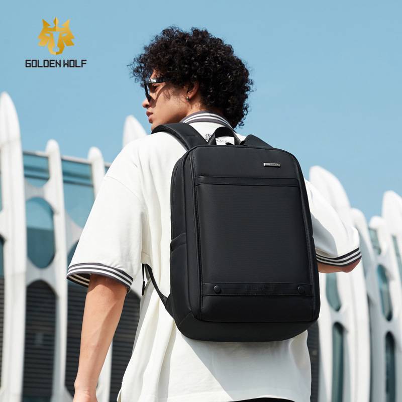 Golden Wolf τσάντα πλάτης GB00705 με θήκη laptop 15.6", 17L, μαύρη – φωτογραφία 2