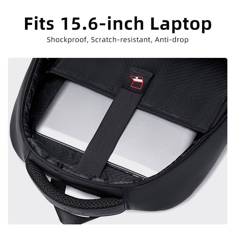 Golden Wolf τσάντα πλάτης GB00707 με θήκη laptop 15.6", 21L, μαύρη – φωτογραφία 4